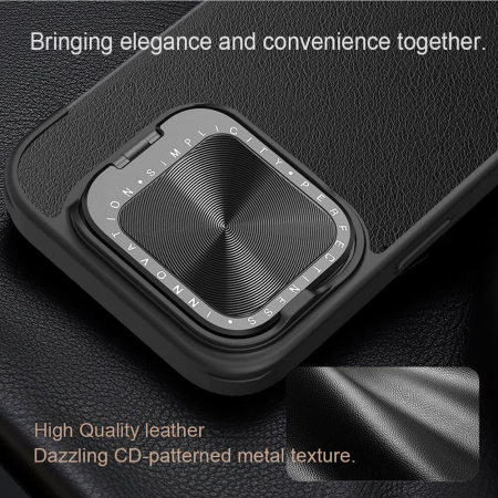 Nillkin - Qin Prop Plain Leather Case - iPhone 16 - Black [4]