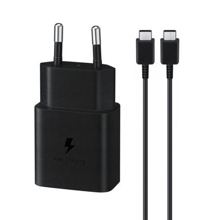 Samsung - Original Wall Charger (EP-T1510XBEGEU) - Type-C Cable Included, Type-C Fast Charging 15W, - Black [4]