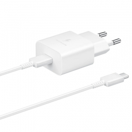 Samsung - Original Wall Charger (EP-T1510XWEGEU) - Type-C Cable Included, Type-C Fast Charging 15W, - White [1]