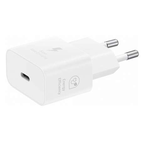 Încărcătoare de rețea - Samsung - Original Wall Charger T2510 (EP-T2510XWEGEU) - Type-C 25W, Super Fast Charging with Cable USB-C - White (Blister Packing)