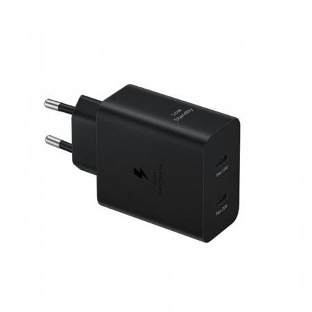 Încărcătoare de rețea - Samsung - Original Wall Charger T5020XBE (EP-T5020XBEGEU) - 2x Type-C, 50W, with USB-C Cable - Black