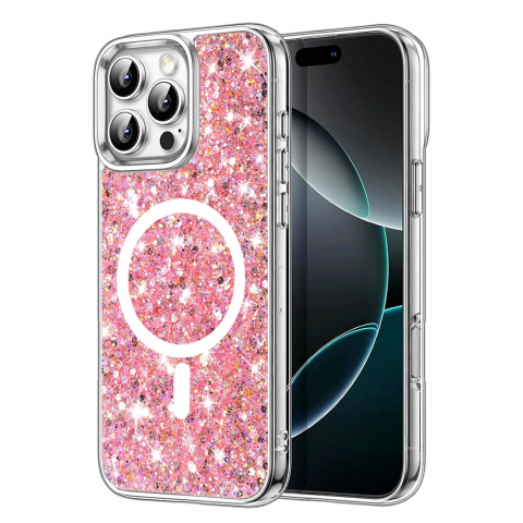 Huse - Sparkly Glitter MagSafe - iPhone 16 Pro Max - Pink