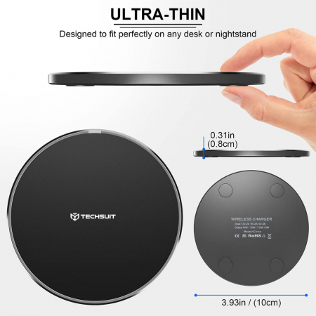 Techsuit - Wireless Charger Premium (CHWR031) - RGB Colors, 15W, 3A - Black [1]