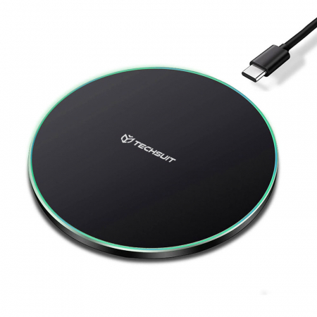 Încarcatoare Wireless - Techsuit - Wireless Charger Premium (CHWR031) - RGB Colors, 15W, 3A - Black