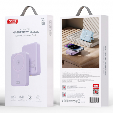 XO (PR231) - Baterie Externa, PowerBank Wireless 15W+PD20W, Magnetica, Suport Stand, 10000mAh, Fast Charge [3]