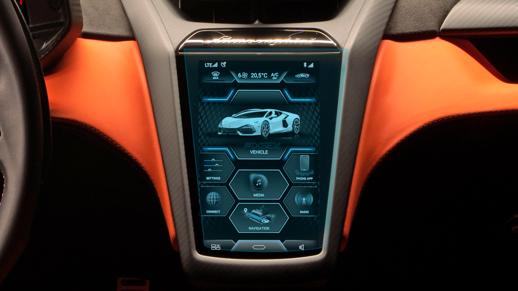 LAMBORGHINI - Sticlă hibridă de protecție Pixsel monitor LAMBORGHINI REVUELTO - 9.6" 2023