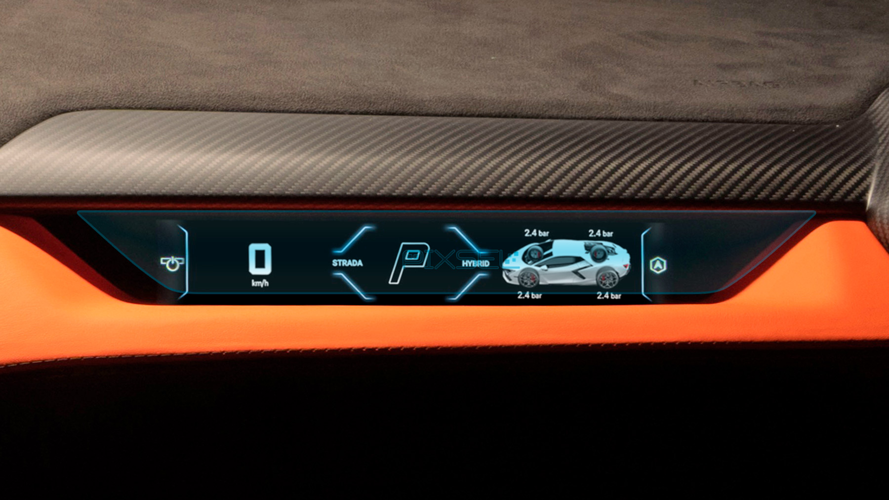 LAMBORGHINI - Sticlă hibridă de protecție Pixsel monitorul pasagerului LAMBORGHINI REVUELTO - 13" 2023