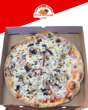 Pizza pe Cuptor cu Lemne - PIZZA PROSCIUTTO FUNGHI 32 cm (530 gr)