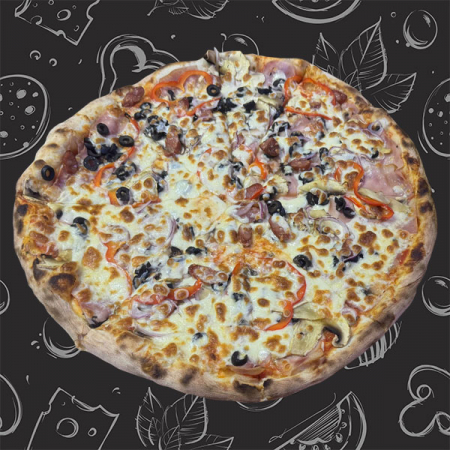 Pizza Pe Vatra - PIZZA PROSCIUTTO FUNGHI 32 cm (530 gr)