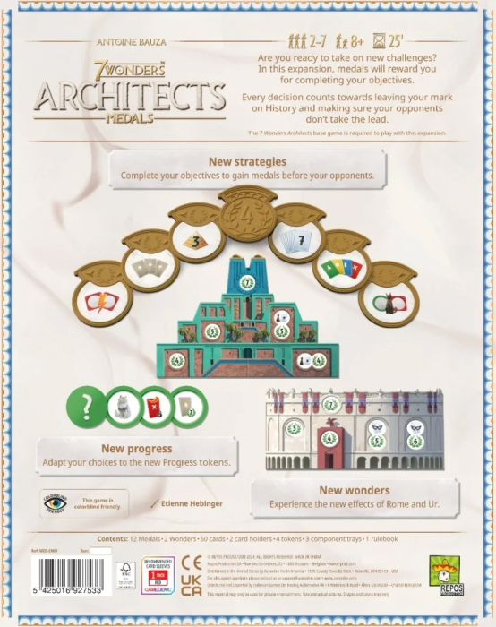 7 Wonders Architects Medals extensie joc de societate in limba romana - cutia extensiei cu Colosseumul Romei si Ziguratul din Ur [4]