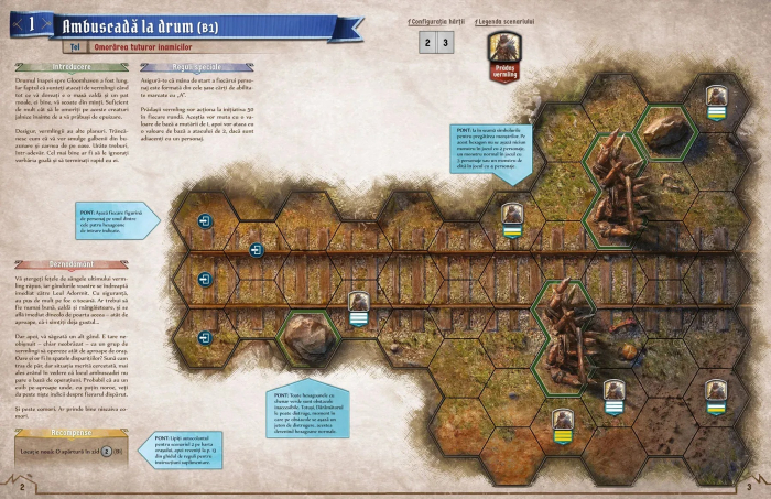 Gloomhaven Coltii Leului joc cooperativ tactic in limba romana - cutia jocului si componentele cu personaje si scenarii [7]