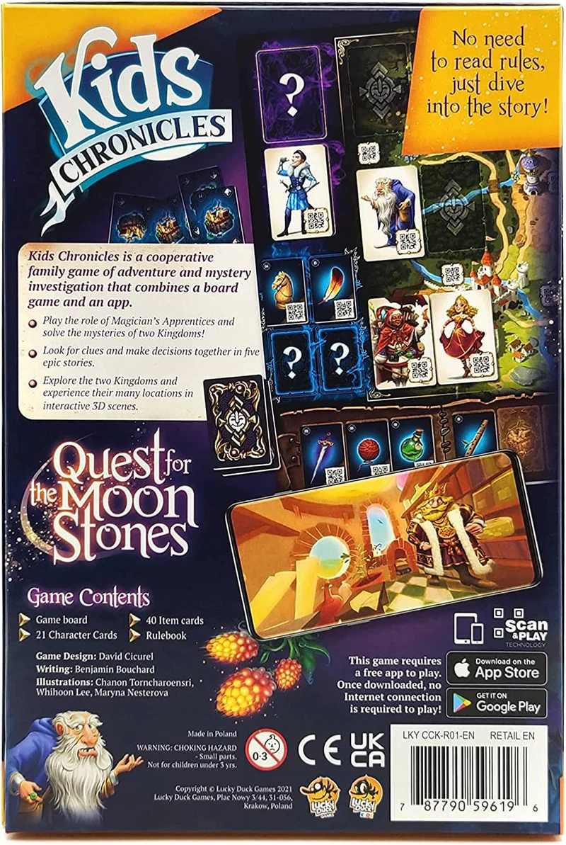 Kids Chronicles Quest for the Moon Stones joc cooperativ copii in limba engleza - cutia jocului si plansa cu cele doua regate fermecate [4]