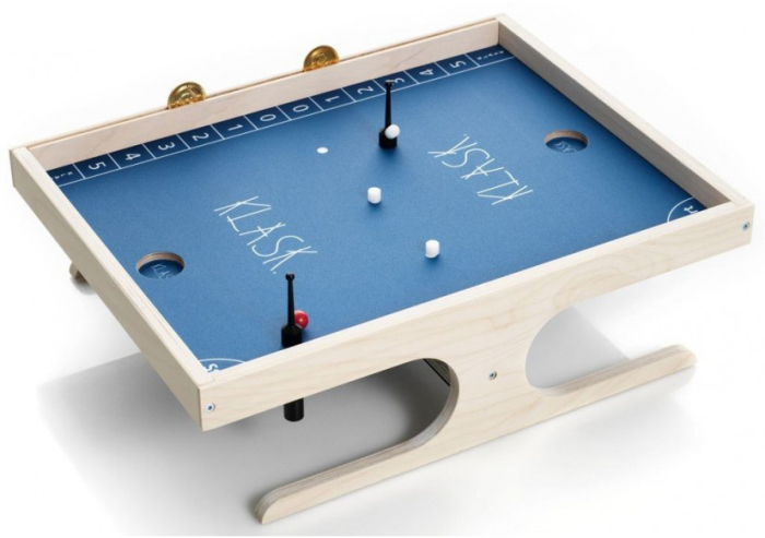Klask joc magnetic de indemanare pentru 2 jucatori in limba romana - plansa din lemn cu striker si bila portocalie [2]