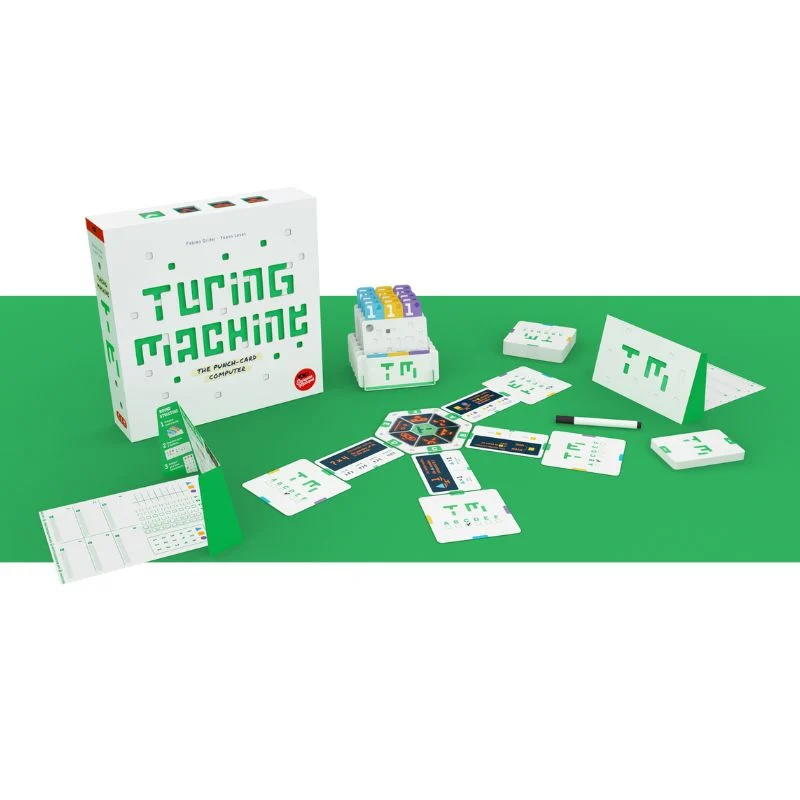 Turing Machine joc de societate deductie in limba engleza - cutia jocului si proto-computerul cu cartonase perforate [2]