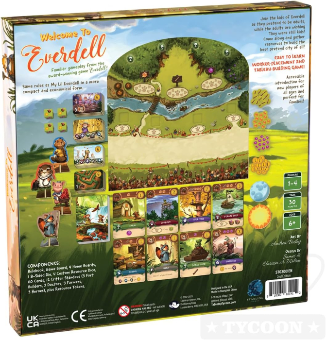 Welcome to Everdell joc familie in limba engleza - cutia jocului si plansa cu animalele forestiere si Marele Copac [3]