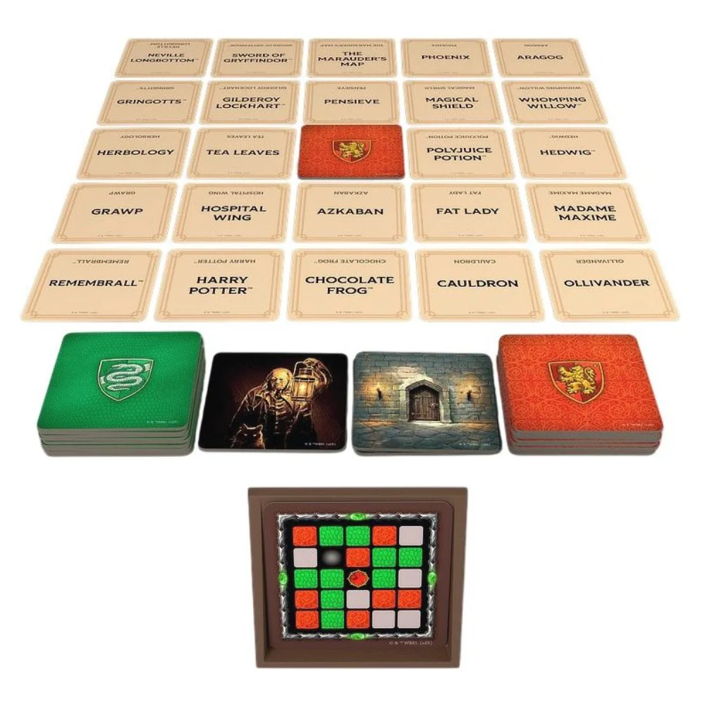 Codenames Back to Hogwarts joc de societate petrecere in limba engleza - cutia jocului si cardurile cu casele Hogwarts [5]