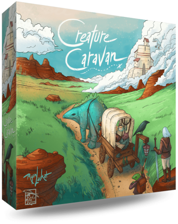 Explorare - Creature Caravan tableau building zaruri Red Raven Games Arzium fantasy