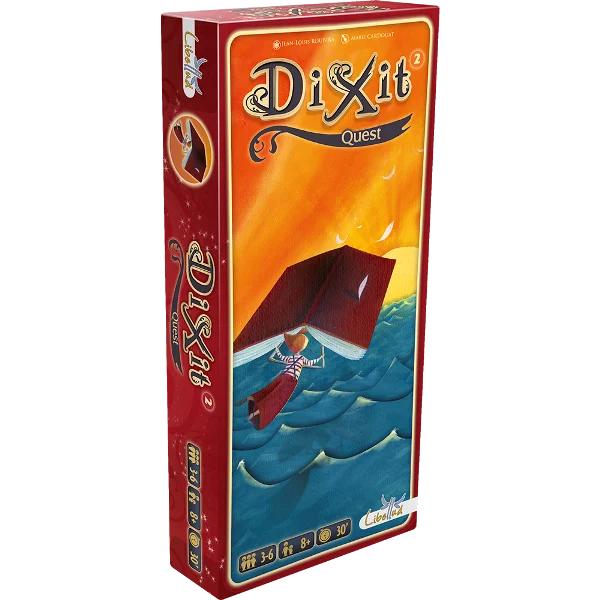 Deductie - Dixit Quest extensie joc de societate in limba romana - cutia extensiei cu 84 carti ilustrate de Marie Cardouat