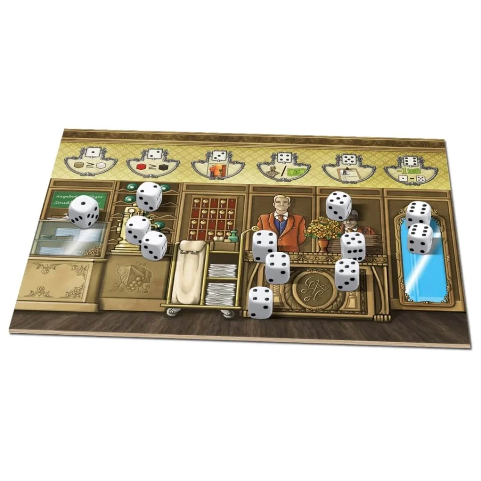 Grand Austria Hotel dice drafting Vienna hotel oaspeti Imparat Simone Luciani Lookout Games [2]
