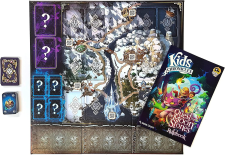 Kids Chronicles Quest for the Moon Stones joc cooperativ copii in limba engleza - cutia jocului si plansa cu cele doua regate fermecate [2]