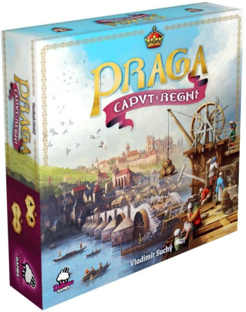 Top jocuri de strategie - Praga Caput Regni joc de societate strategie euro in limba engleza - cutia jocului si plansa cu Macaraua Actiunilor