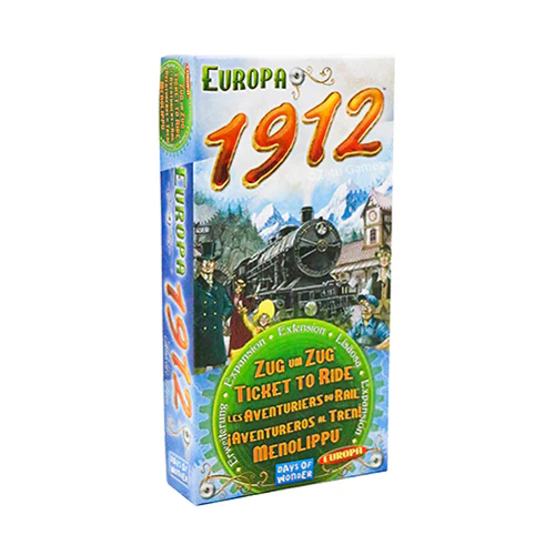Push your luck - Ticket to Ride Europe 1912 extensie joc de societate in limba engleza - cutia extensiei cu carduri Destinatie si Depozite din lemn