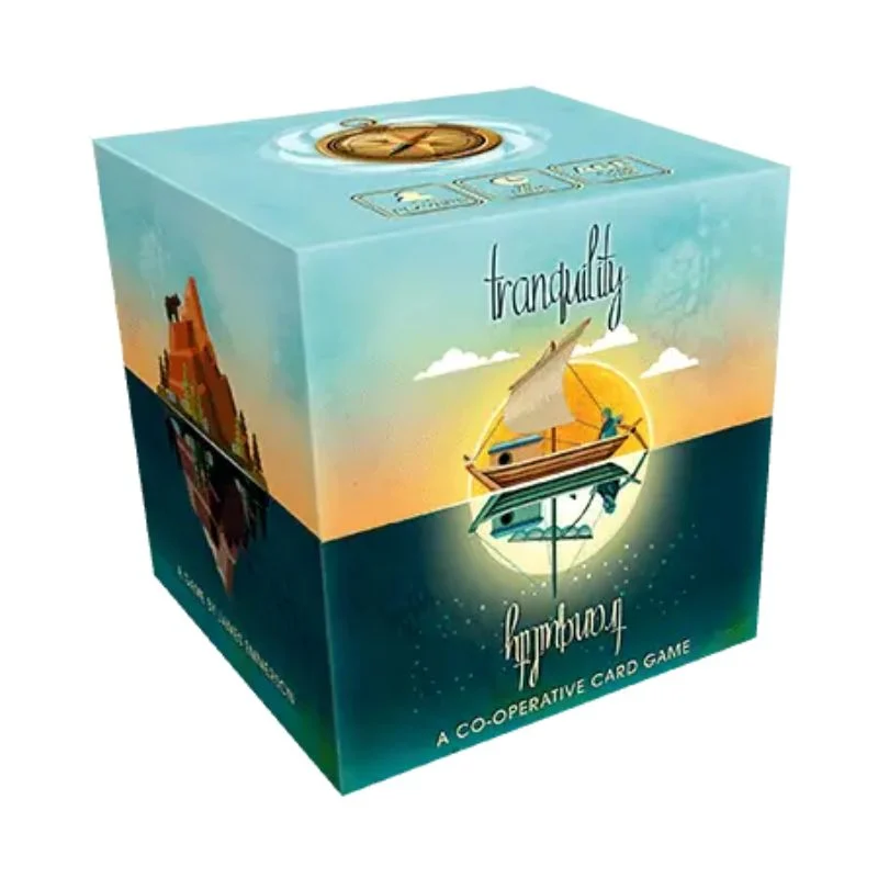 Nautic - Tranquility joc cooperativ de carti in limba engleza - cutia jocului si cartile cu insule numerotate