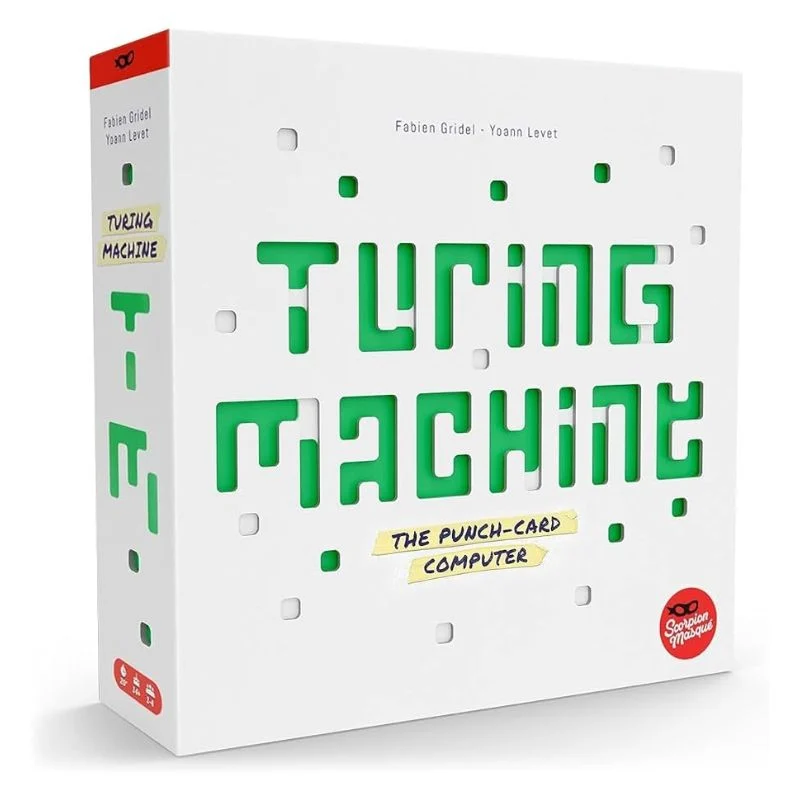 Deductie - Turing Machine joc de societate deductie in limba engleza - cutia jocului si proto-computerul cu cartonase perforate