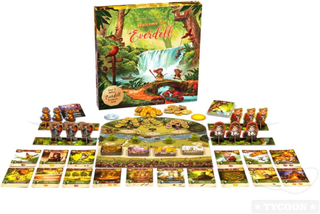 Welcome to Everdell joc familie in limba engleza - cutia jocului si plansa cu animalele forestiere si Marele Copac [1]