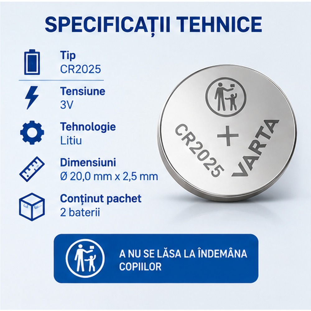 Baterii Varta CR2025 litiu 3V set 2 bucati [5]