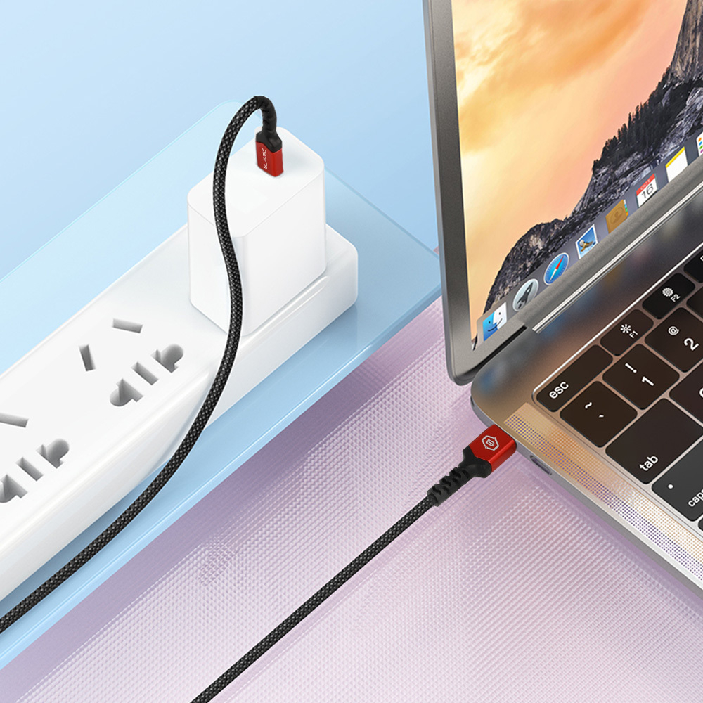 Cablu Blavec Raptor USB-C 0,5m impletit negru-rosu 60W [3]