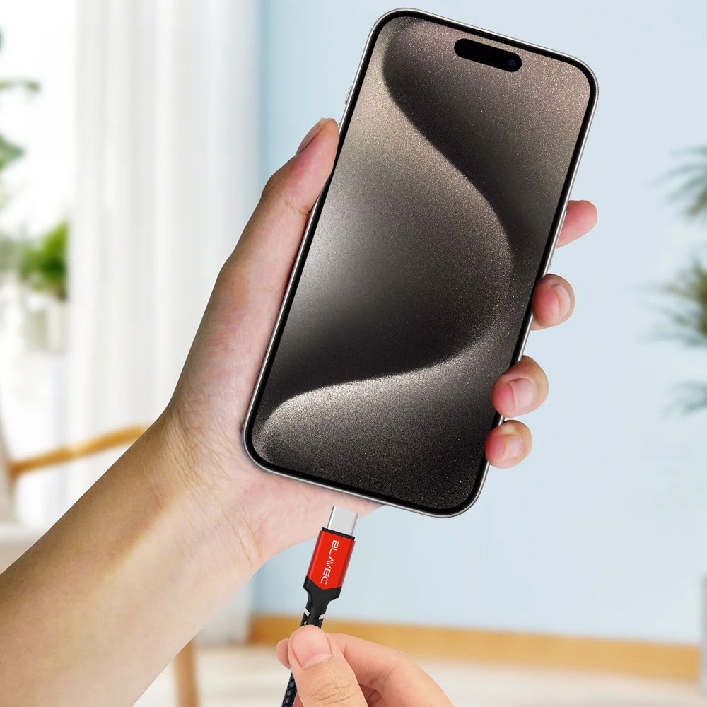 Cablu Blavec Raptor USB-C 0,5m impletit negru-rosu 60W [2]