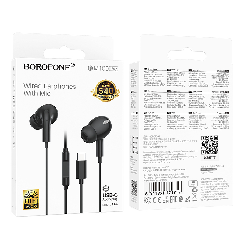 Căști Borofone BM100 Pro Fuente, USB-C Cu DAC, Microfon și Control, Negre - Varianta Sobră A Modelului Pro [6]