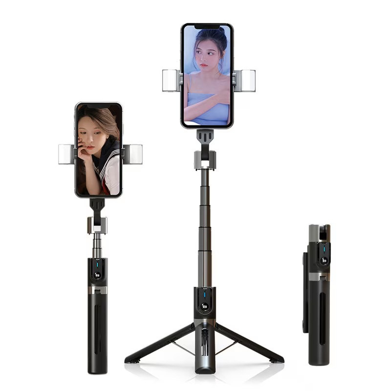 Selfie stick trepied 2 lumini LED telecomanda BT [2]