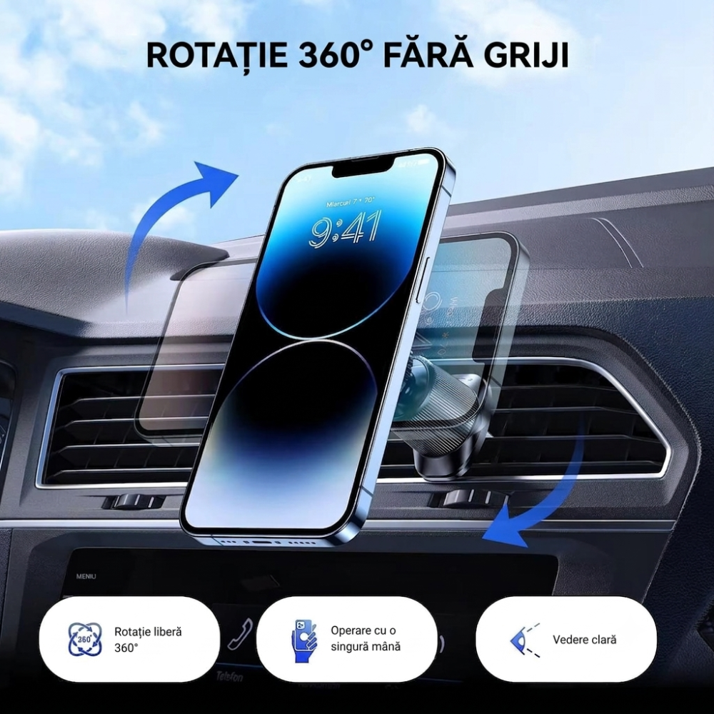 Suport auto magnetic grila ventilatie negru placuta inclusa [6]