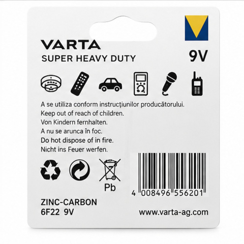 Baterie Varta 9V zinc-carbon 6F22 [5]
