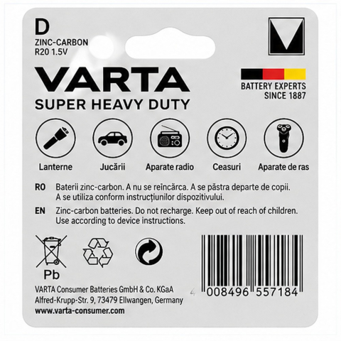 Baterii Varta D R20 set 2 bucati 1.5V [4]