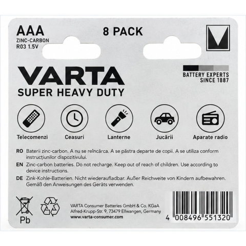 Baterii zinc-carbon AAA set 8 bucati 1.5V [1]
