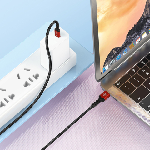 Cablu Blavec Raptor USB-C 0,5m impletit negru-rosu 60W [2]