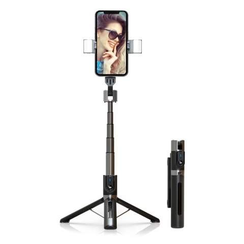 Selfie stick-uri și trepiede - Selfie stick trepied 2 lumini LED telecomanda BT