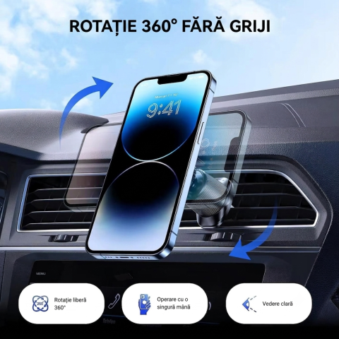 Suport auto magnetic grila ventilatie negru placuta inclusa [5]