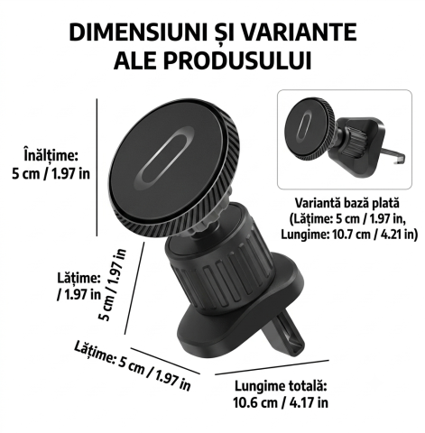 Suport auto magnetic grila ventilatie negru placuta inclusa [1]