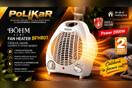 ELECTROCASNICE - BÖHM BFH‑801 – Căldură instant, confort total, design compact