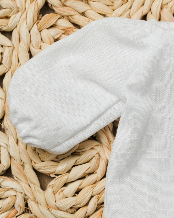Bluză albă din in pentru păpuși cu mâneci bufante [2]
