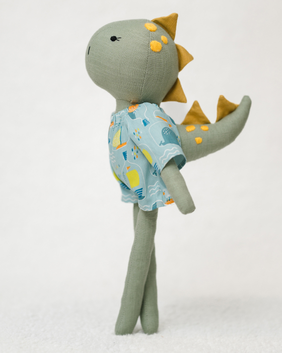 Dino verde salvie cu hăinuță cu balene [2]