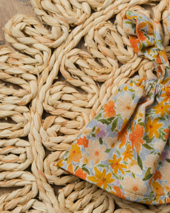 Rochiță tip sarafan din in pentru păpuși – model floral [2]