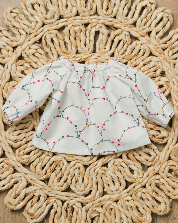 Hăinuțe pentru păpuși - Bluză din bumbac pentru păpuși – model cu luminițe colorate