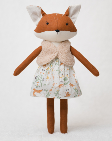 Cadouri pentru copii - vulpiță-handmade-45cm-vestă-blană-artificială