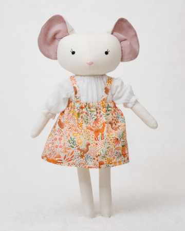 Cadouri pentru copii - șoricuță-handmade-45cm-fustiță-florală-detașabilă