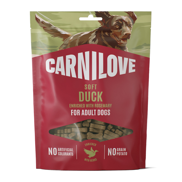 CARNILOVE Semi Moist Snack, Rață cu Rozmarin, recompense funcționale fără cereale câini, sensibilități dentare, 200g [2]
